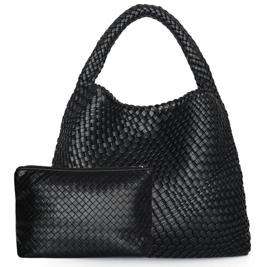 SheCarry™ Soft Leather Woven Tote Bag – Spacious & Elegant